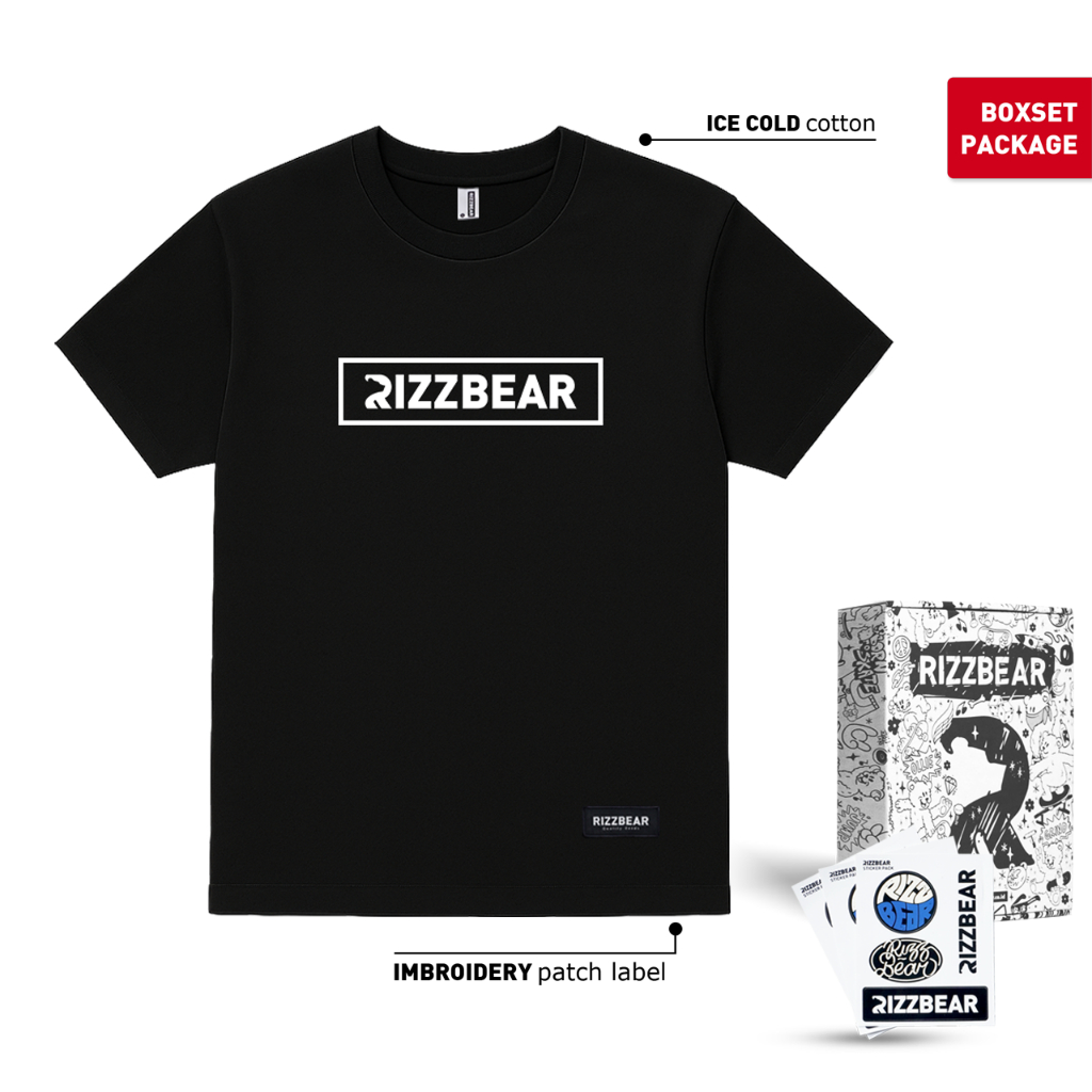 RIZZBEAR Kaos Pria Original Branded Simple Distro Basicbox T-Shirt Black