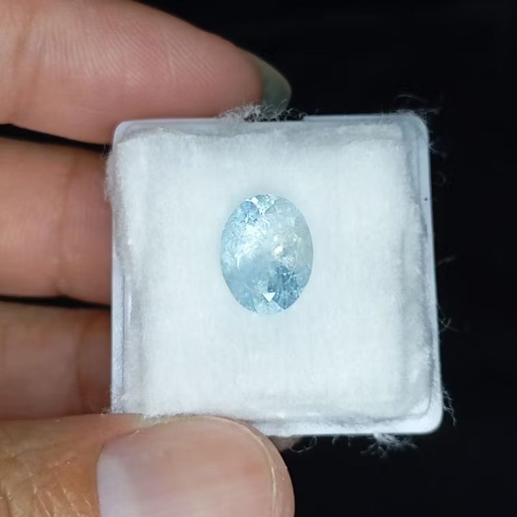 Batu permata natural aquamarine beryl + memo GLI