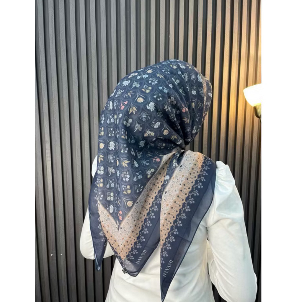 jilbab hanami motif kerang navy siap kirm