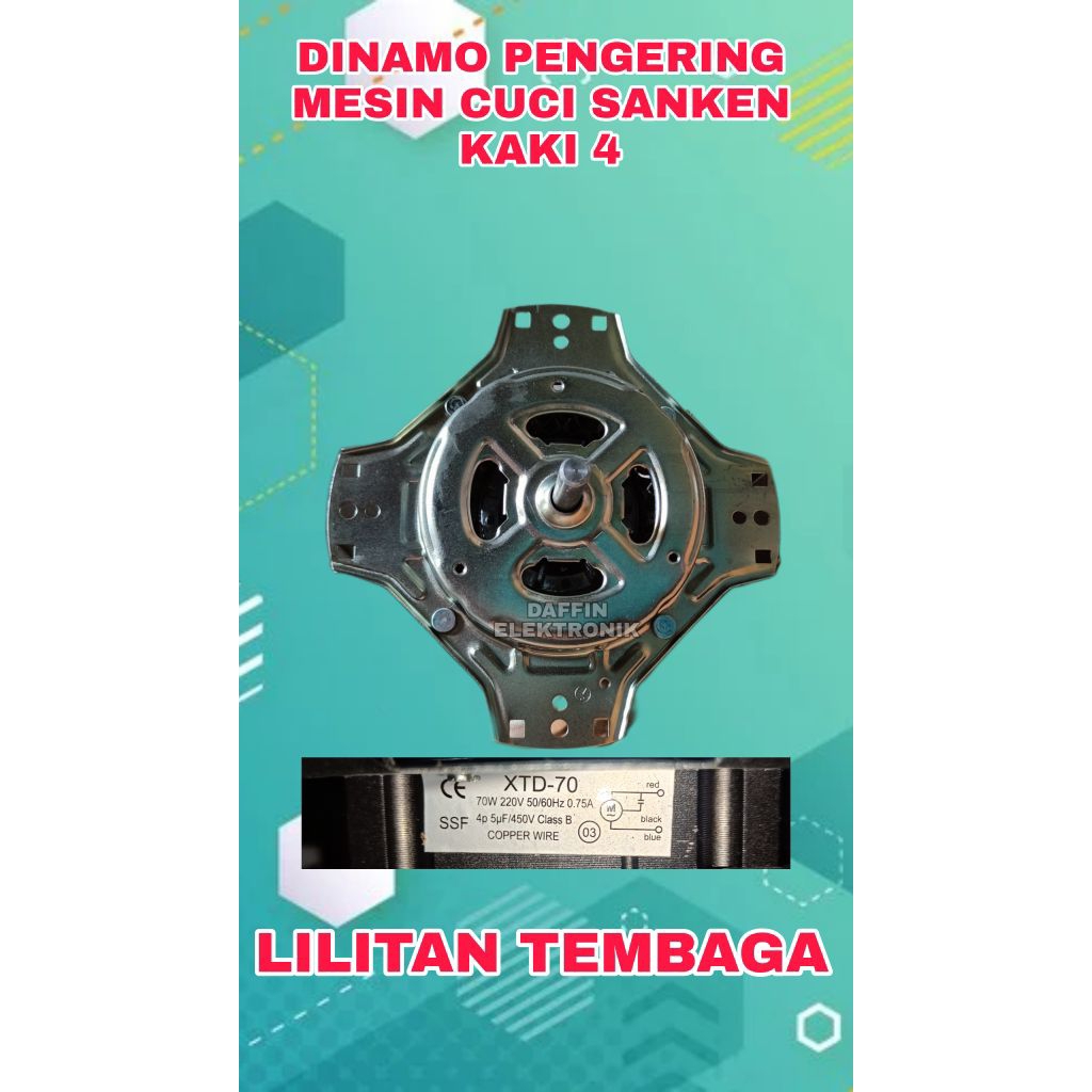 Dinamo Pengering Mesin Cuci Sanken | Dinamo Spin Mesin Cuci Sanken Kaki 4 | Dinamo Pengering Sanken 