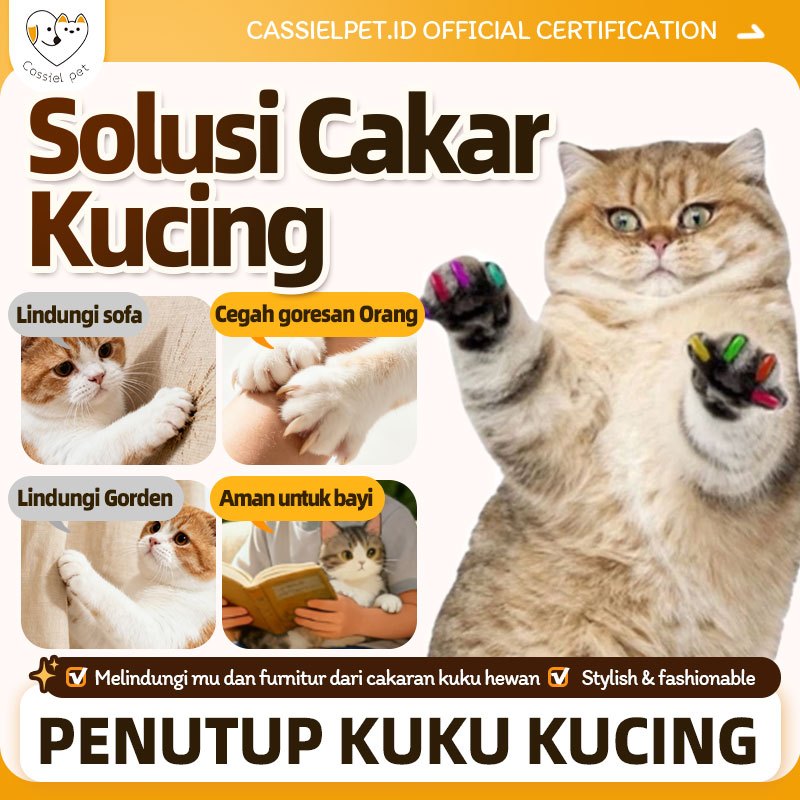 Cassiel Pet Pelindung Kuku Kucing - Pelindung Kuku Tajam, Anti Garukan, Aman & Nyaman,Solusi Terbaik
