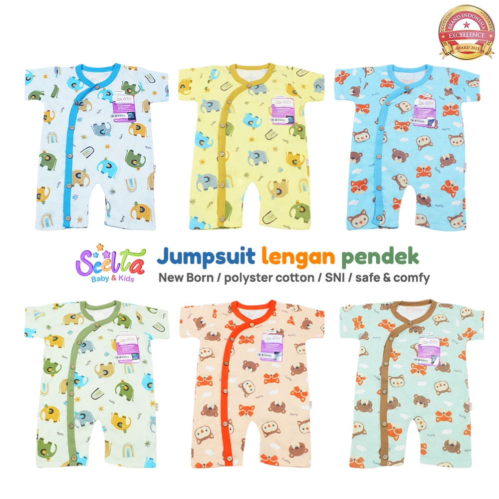 Scelta Baby - Jumpsuit Pendek Jumper Unisex Berkancing Romper Bodysuit New Born RMP SC 353 NB