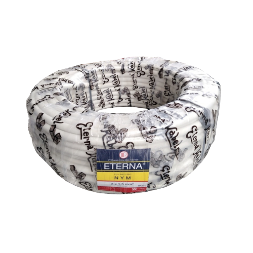 Kabel Listrik Eterna NYM 3X1.5 50 Meter Roll SNI LMK Tembaga Kawat Isi 3