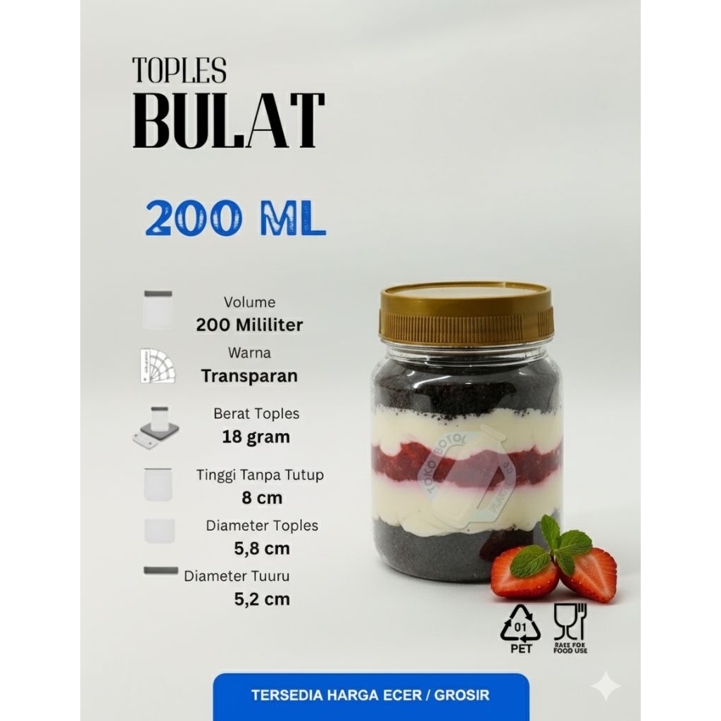 Toples Plastik Bulat 200ml / Toples Plastik Sambal 200ml / Toples Sambal Bulat 200ml / Toples Plasti