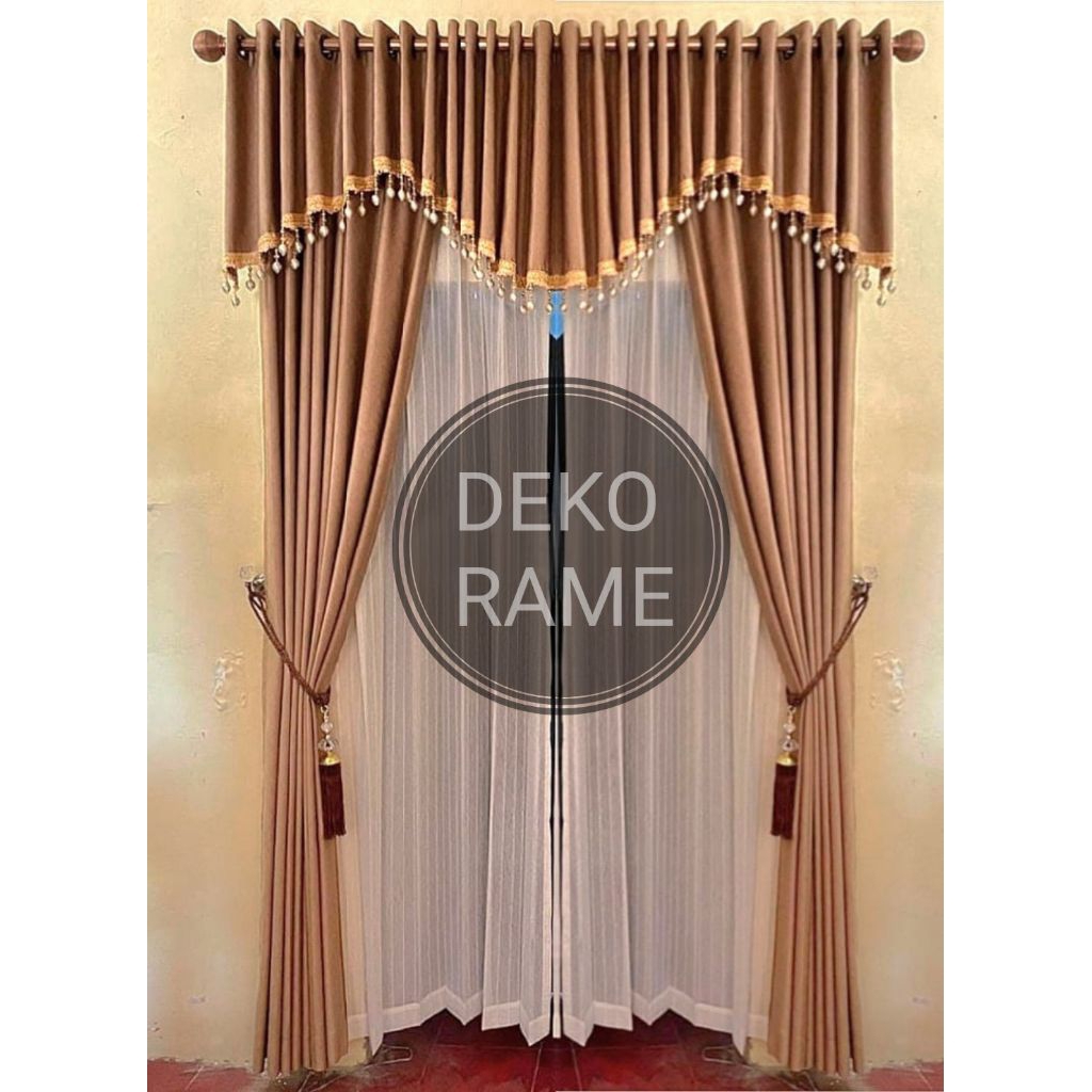 PAKET 2 gorden 1 Poni Gorden SATU SET Model Poni pisah Murah polos Blackout premium Tebal mOKA ABU