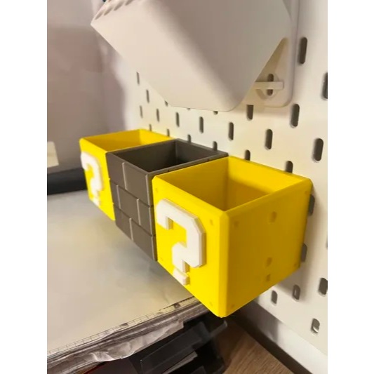 Kotak Skadis Mario Box 8cm | Tempat Penyimpanan Skadis 3D Printed | Organizer Skadis Mario Kuning & 