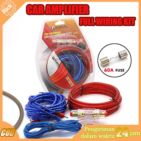 10GA Kabel Daya Kuerl Kit kabel penguat mobil Paket Kabel Audio Mobil Full Set Instalasi Sound Syste