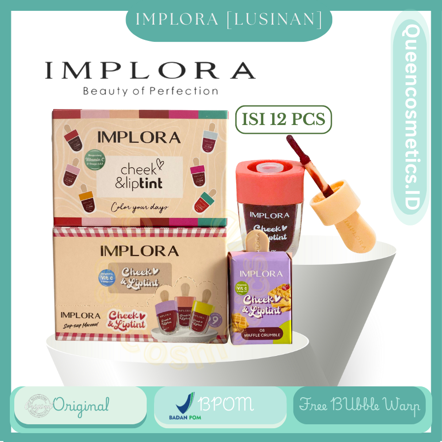 [LUSINAN] Glossy Lip Tint IMPLORA dapat 12 Pcs | Liptint Implora Es Krim | Lip Tint Implora