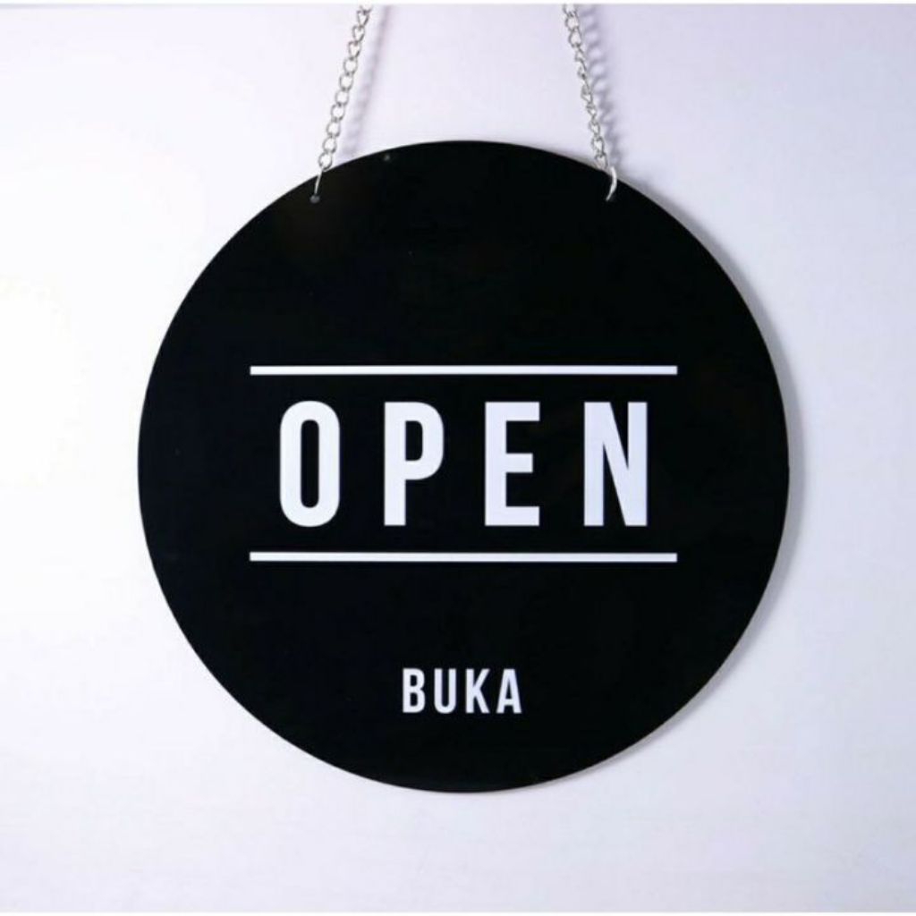 Open Close Gantungan Sign Caffe