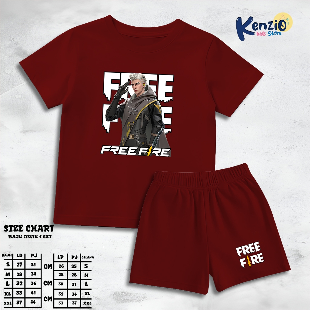 Baju Setelan FreeFire Anak Laki Laki - Kaos Distro Karakter FreeFire