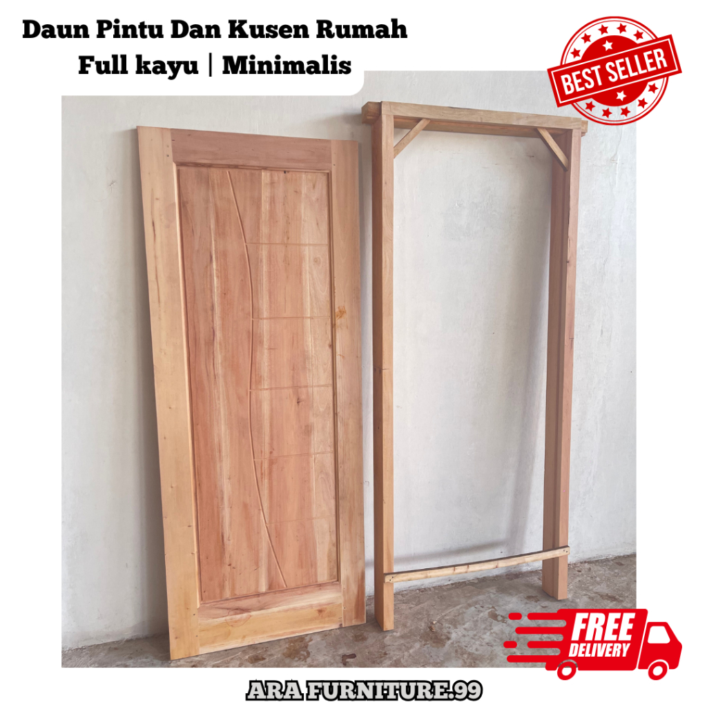 Ready stok daun pintu rumah dan kusen 1set kayu mahoni