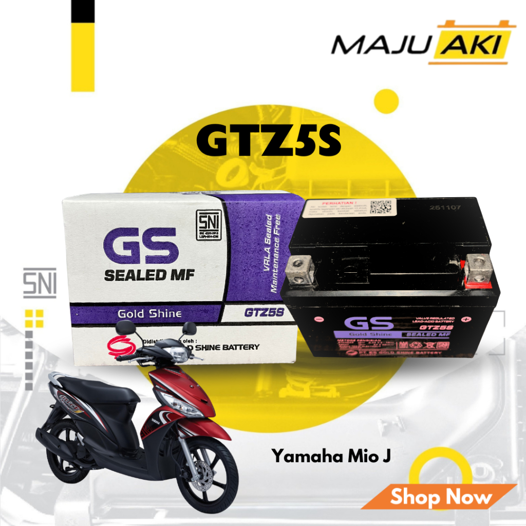 Aki Motor YAMAHA Mio J GTZ5S Original Aki Kering GS Gold Shine Sealed MF