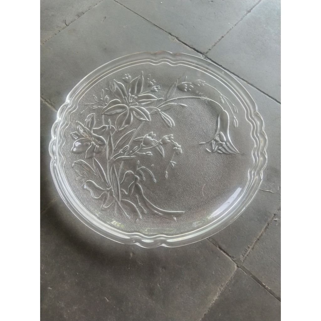 Piring Saji Kaca / Piring Lauk / Piring Buah / Piring Motif / Piring Kaca Bulat