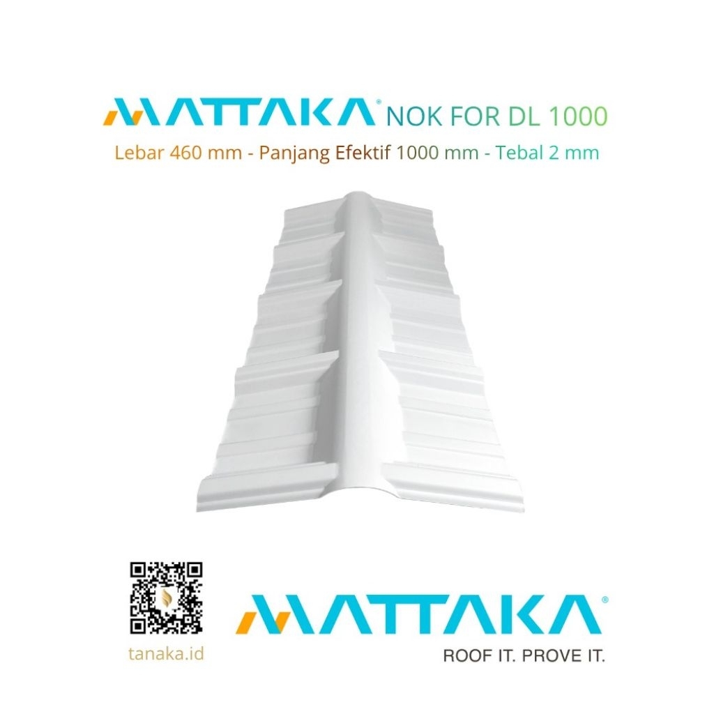 (Hanya Invoice) MATTAKA Nok / Wuwungan for DL 1000 - Efektif 1000mm - Nok / Wuwungan Atap UPVC MATTA