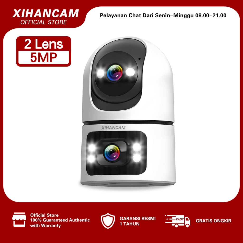 XIHANCAM 5MP Dual Lens CCTV Indoor Wifi Camera 360 CCTV Rumah Kamera CCTV Wifi Jarak Jauh Lewat HP