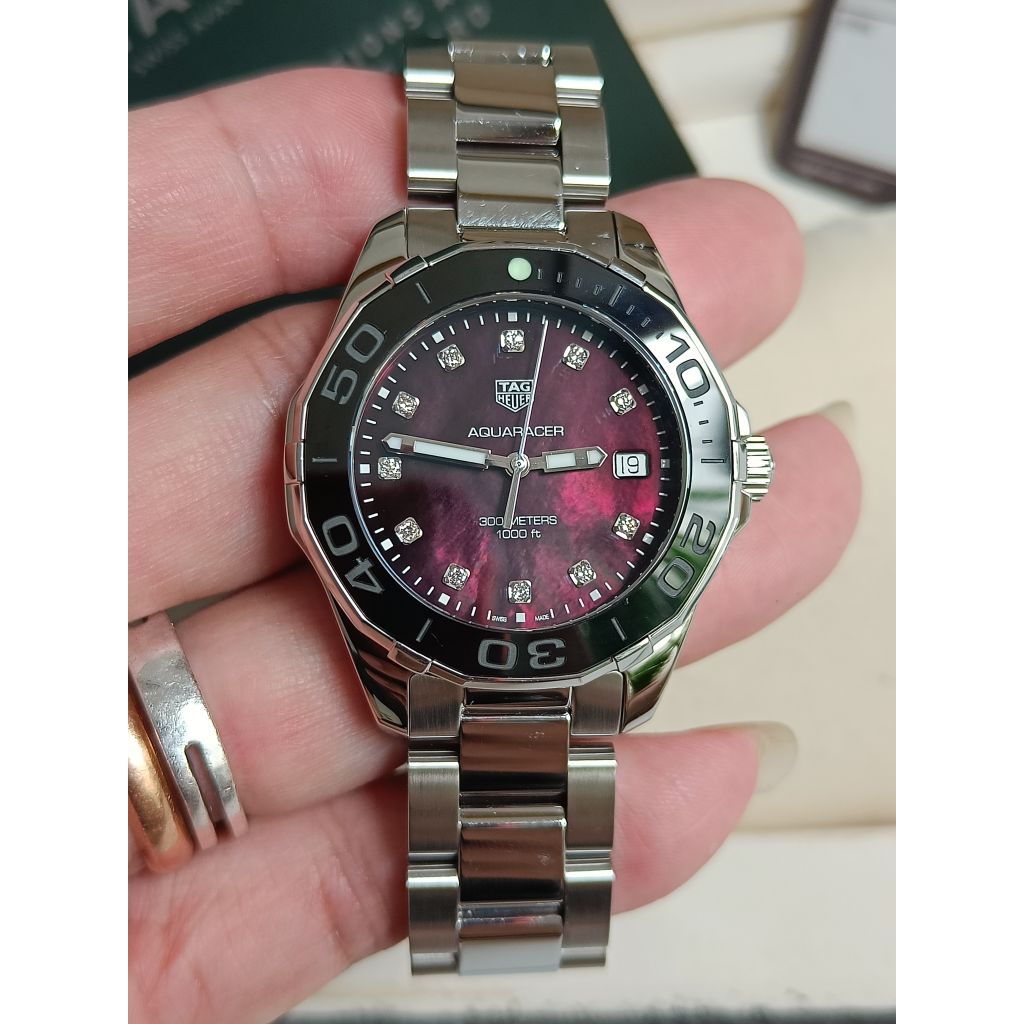 Tag Heuer aquaracer wanita WAY131M original bezel ceramic mop diamond dial sangat mewah fullset norm