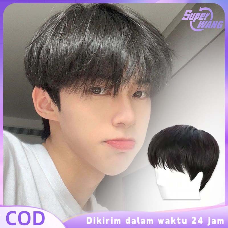 Wig Rambut Pria Pendek Rambut Palsu Pria Korea Wig Cowok Rambut Palsu Laki Laki Rambut Palsu Cowok