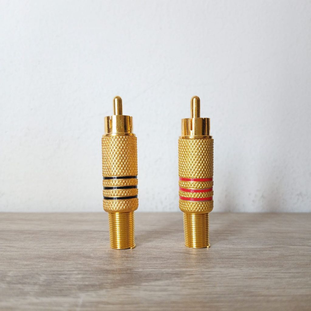 Jack RCA Gold Set Male Jek RCA Gold Premium Quality Audio Jek RCA Emas Sepasang (Merah&Hitam) 3812