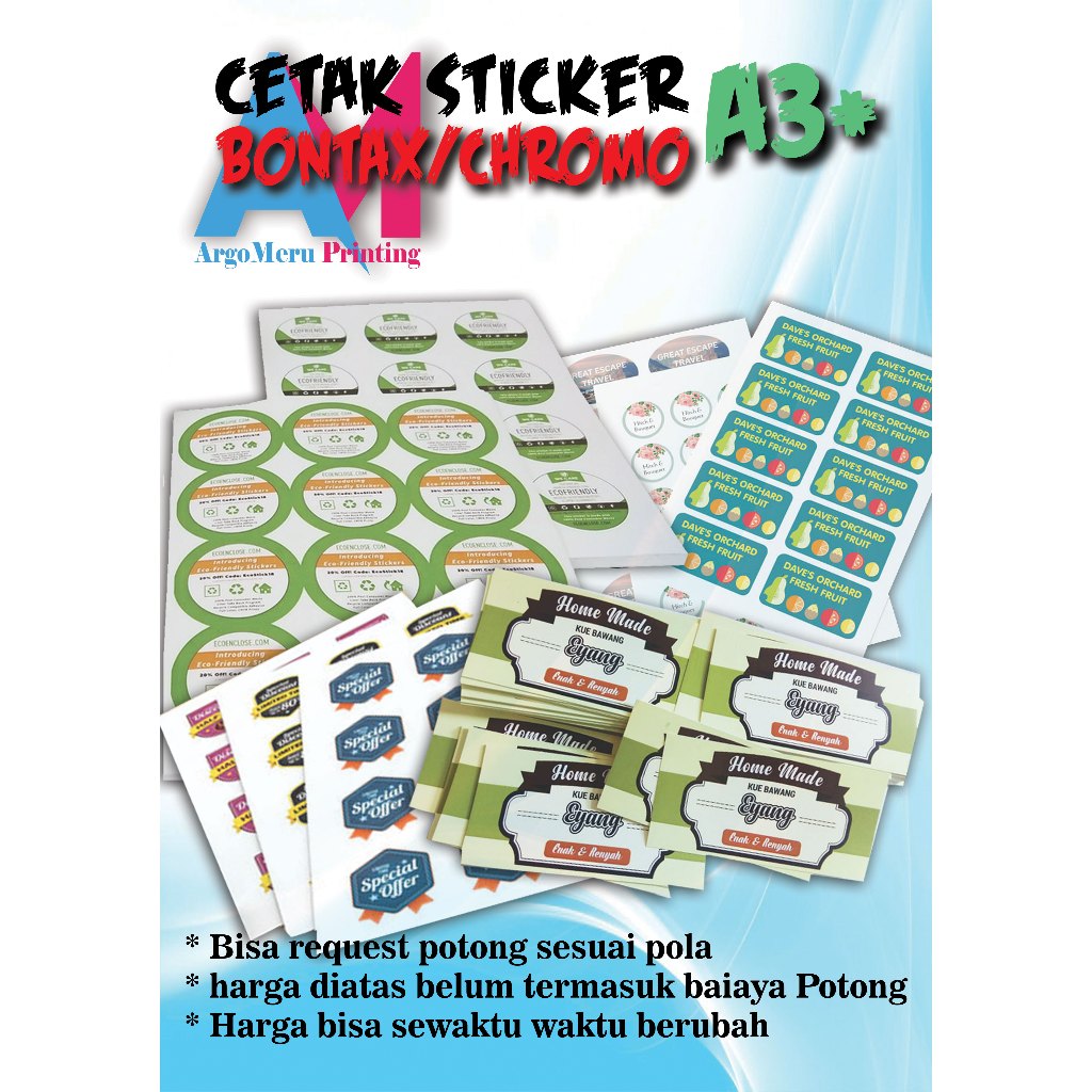Cetak Sticker Bontax/Chromo A3+