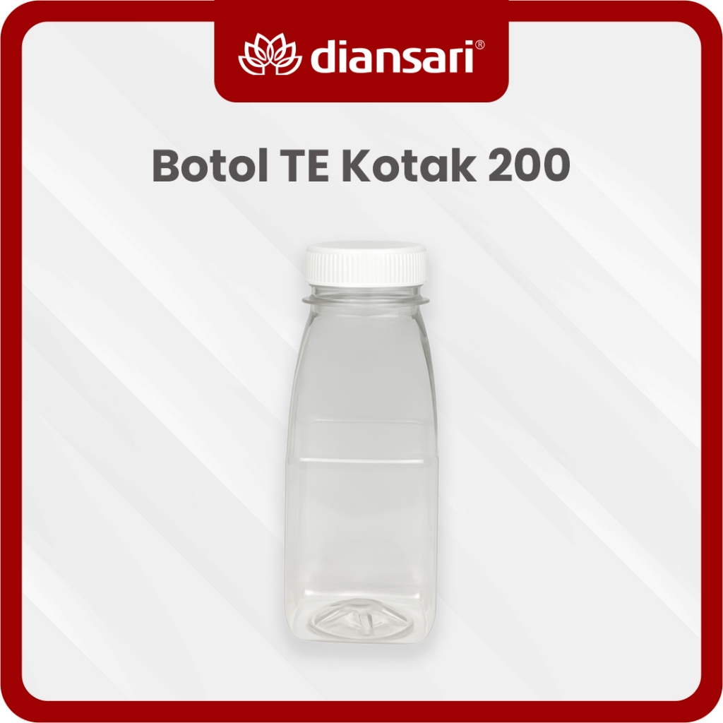 Botol TE Kotak 200 ml - Botol Plastik Tebal Neck 38 + Tutup 200 ml - Diansari