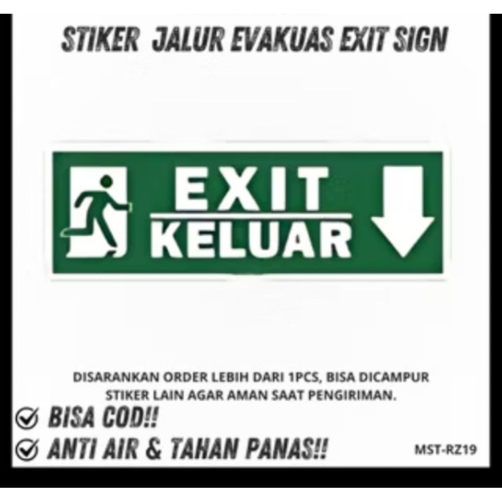 Stiker Jalur Evakuasi Exit Sign