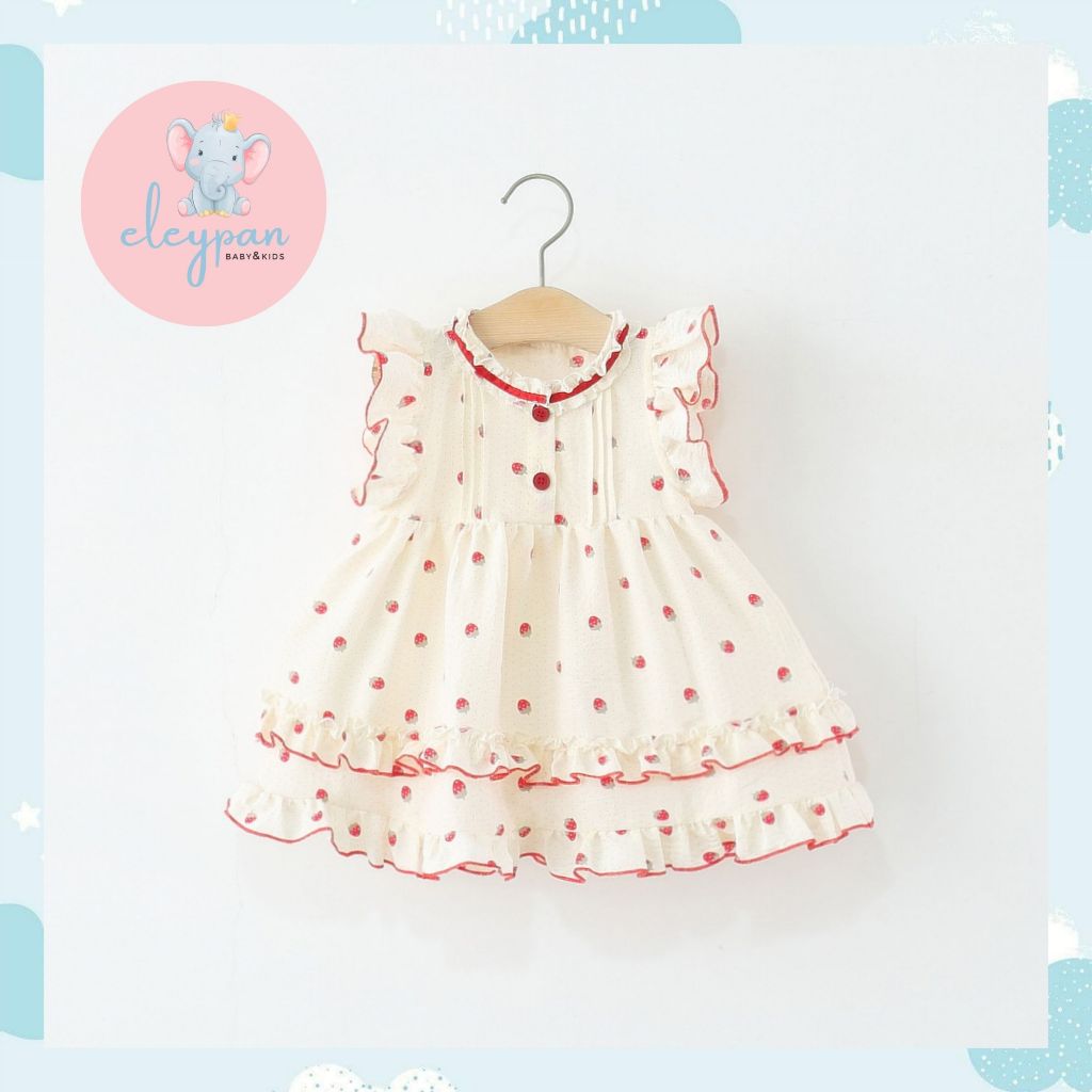 Baju Anak Perempuan 1 bulan - 3 Tahun Baju Dress Mini Lengan Ruffle Terusan Tanggung Gaun Pendek Bab