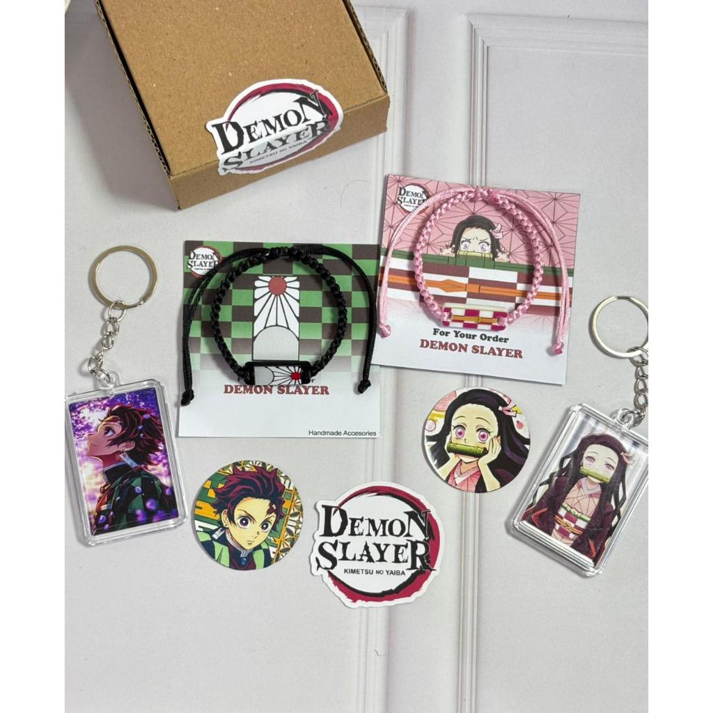 Gelang Couple  Anime Demon Slayer Model Anting Tanjiro & Nezuko Kimetsu No Yaiba Tali satin Anyam