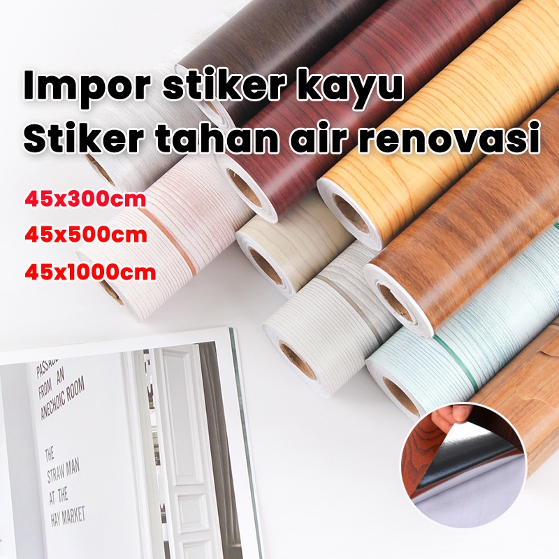 [COD] stiker serat kayu walpaper lantai wallpaper lemari stiker almari kayu pelapis meja kayu