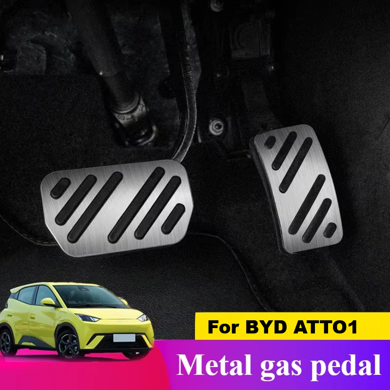 1 Set Case Cover Pelindung Pedal Kaki Injekan Gas Matic Rem Mobil Aksesoris Interior BYD ATTO 1 ATTO1 Seagull Dolphin Mini Surf Anti Selip Car Akselerator Pedal Driving Rest Metal Cover Brake Clutch Modified Interior Case Non Slip Accessories
