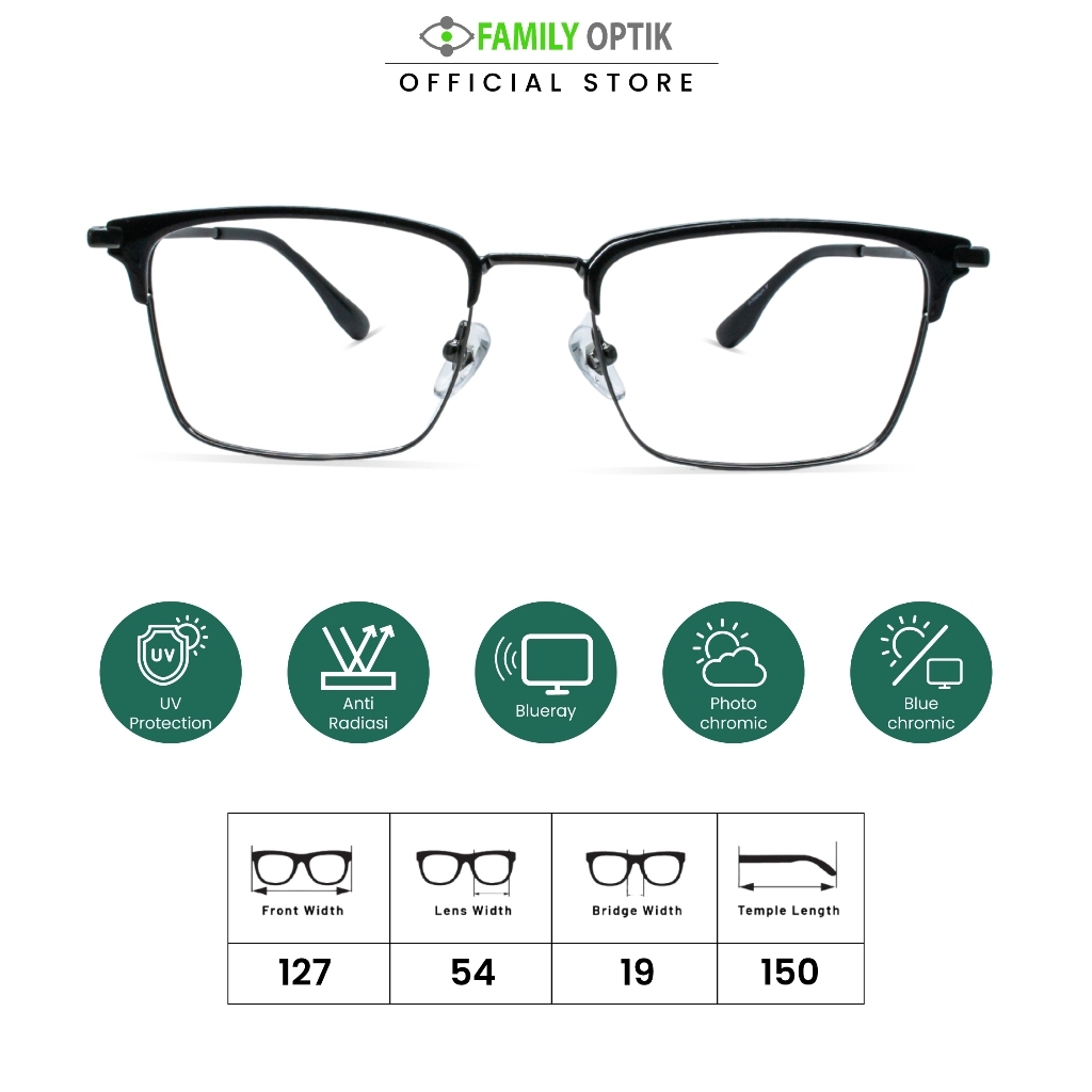 Family Optik - Kacamata Vintage Blueray Photocromic Anti Radiasi HC90082