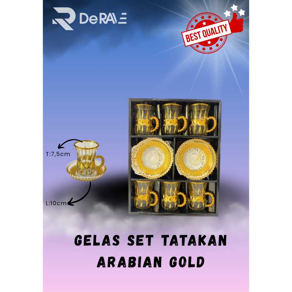 Gelas Set Tatakan Arabian Gold