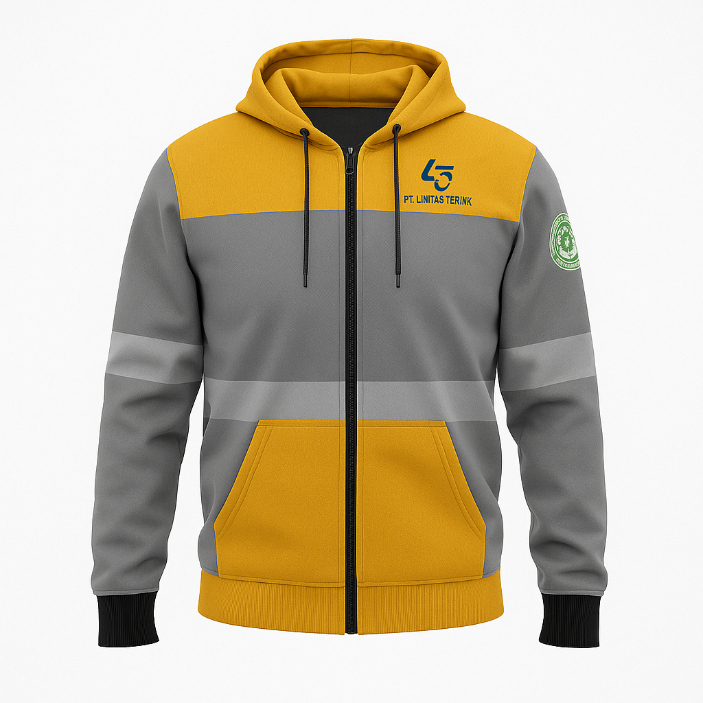 Wearpack Atasan  Wearpack Safety  Baju Kerja Proyek  Baju Proyek Kerja Lapangan Abu Kuning  Custom B