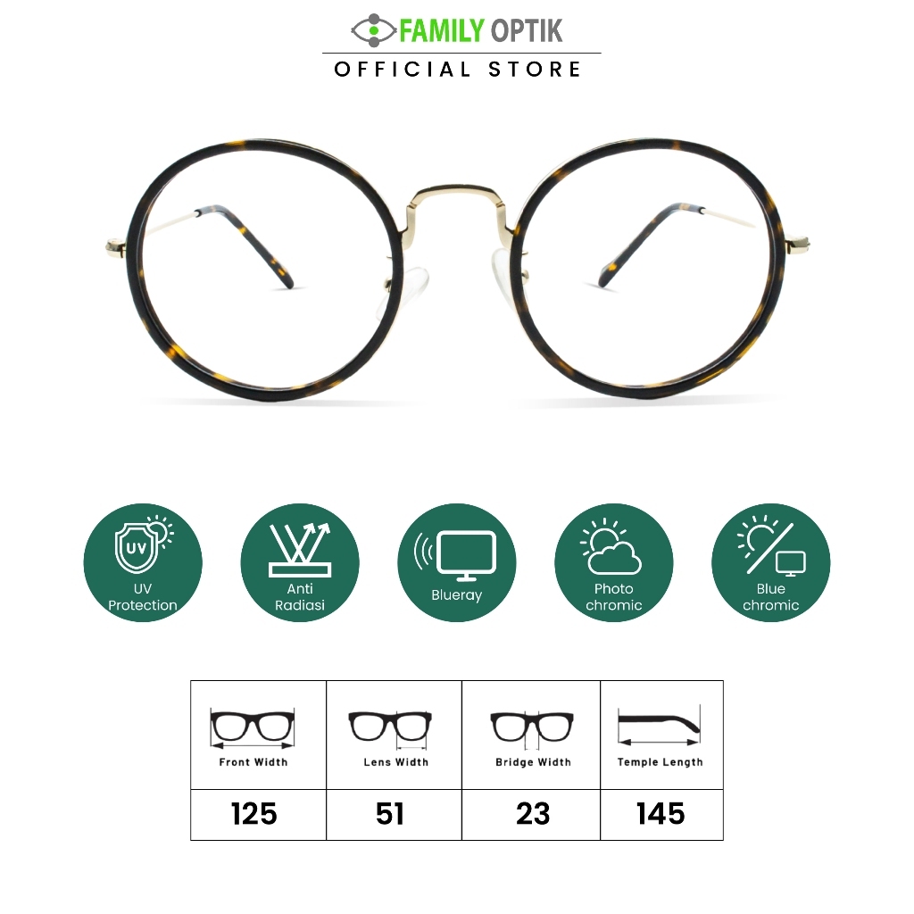 Family Optik - Kacamata Vintage Blueray Photocromic Anti Radiasi 170801