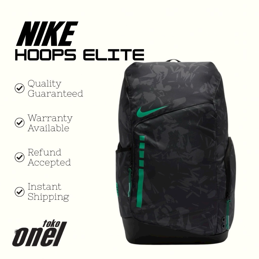 NIKE HOOPS ELITE BACKPACK BLACK GREEN ORIGINAL 100% || Tas Ransel || Tas Ransel Basket || Tas Sekola