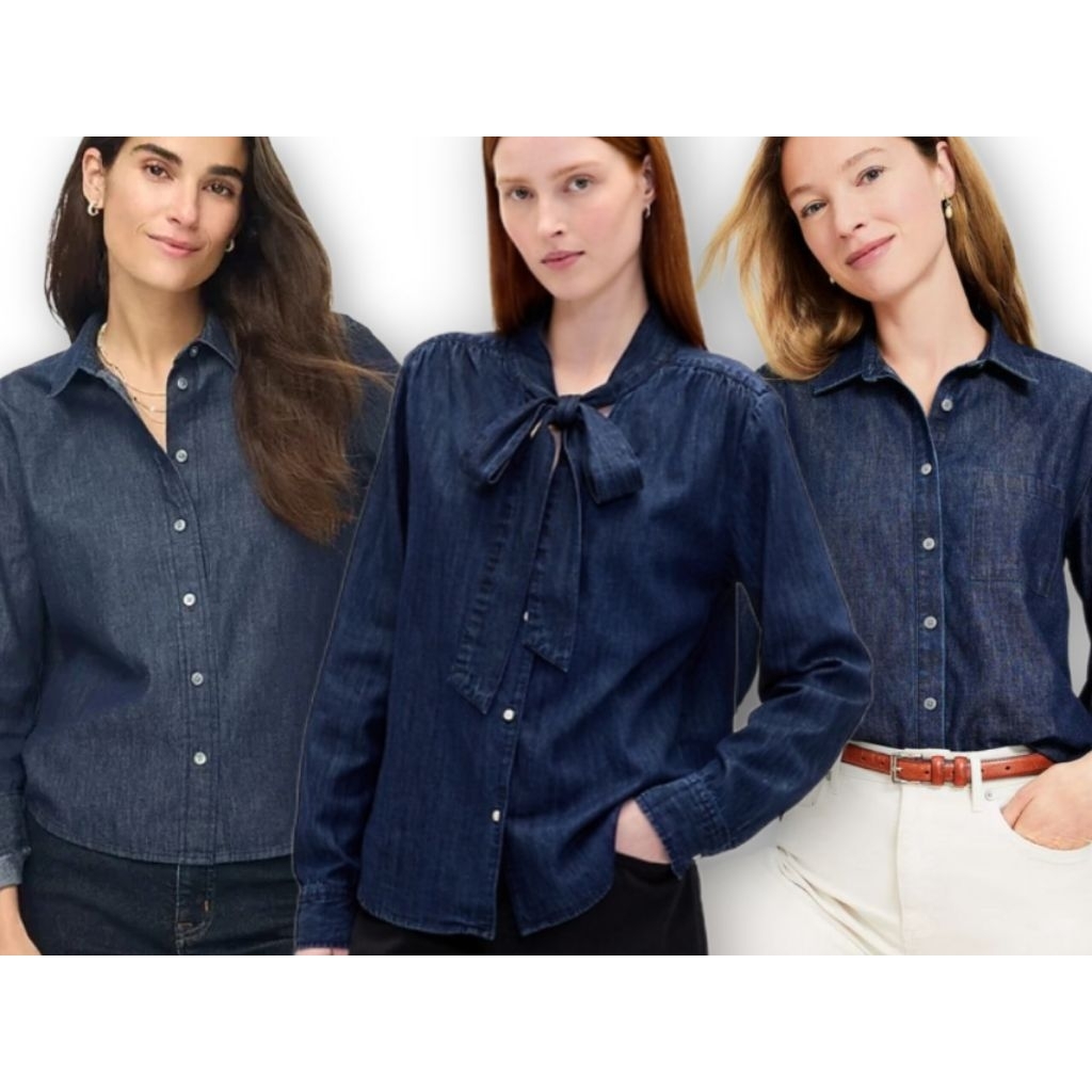 J.Cr3w - Kemeja Chambray Lengan Panjang Branded Sisa Export | S M L | Kode JC