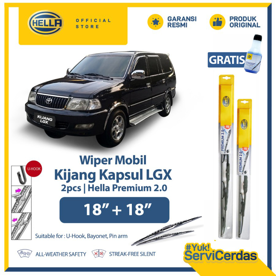 Hella Wiper Mobil TOYOTA  Kijang Kapsul LGX 18” + 18” (2pcs) - Wiper Premium Aksesoris Tipe Mobil Ki