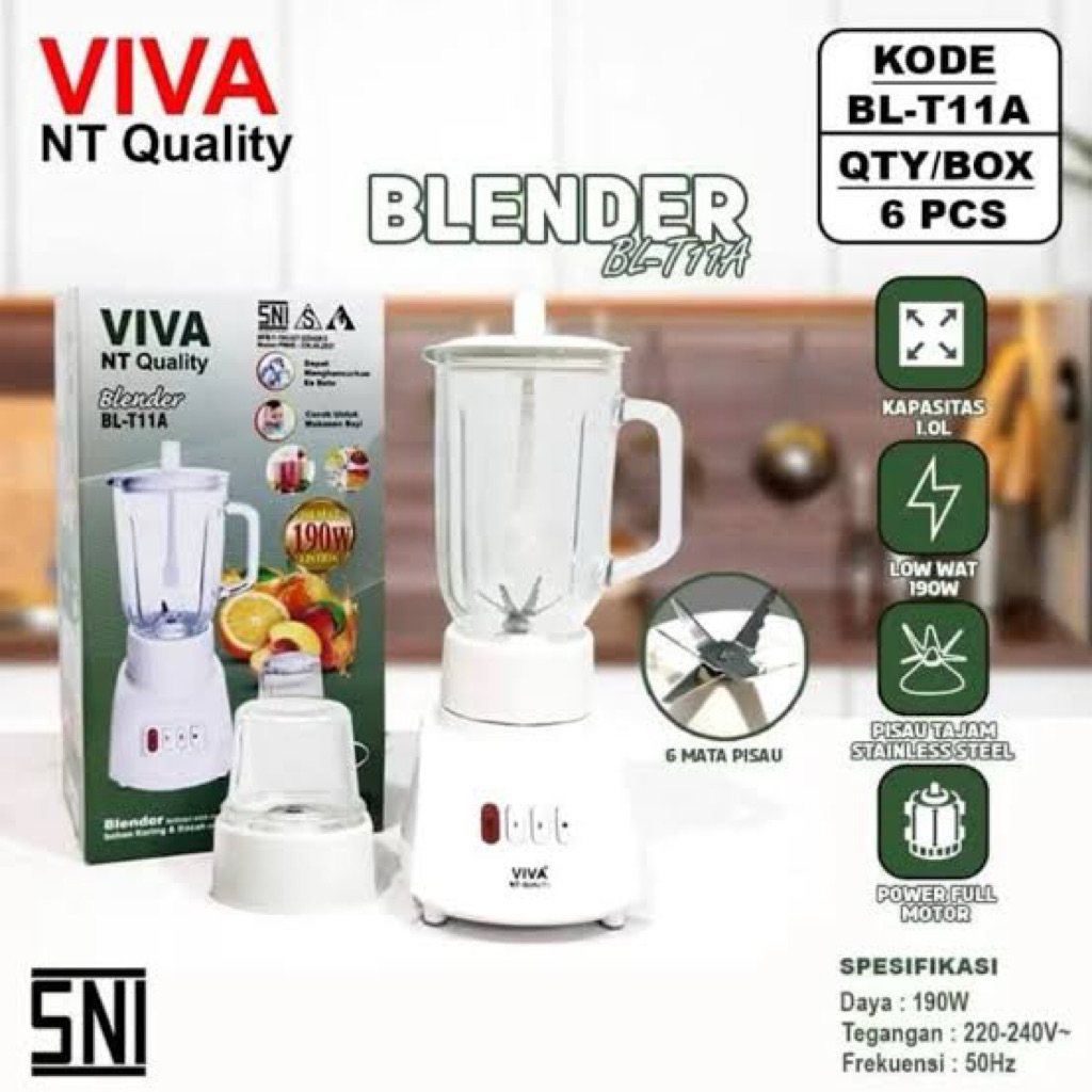 BLENDER KACA VIVA NT QUALITY BL-T11A 2 in 1 WARNA PUTIH