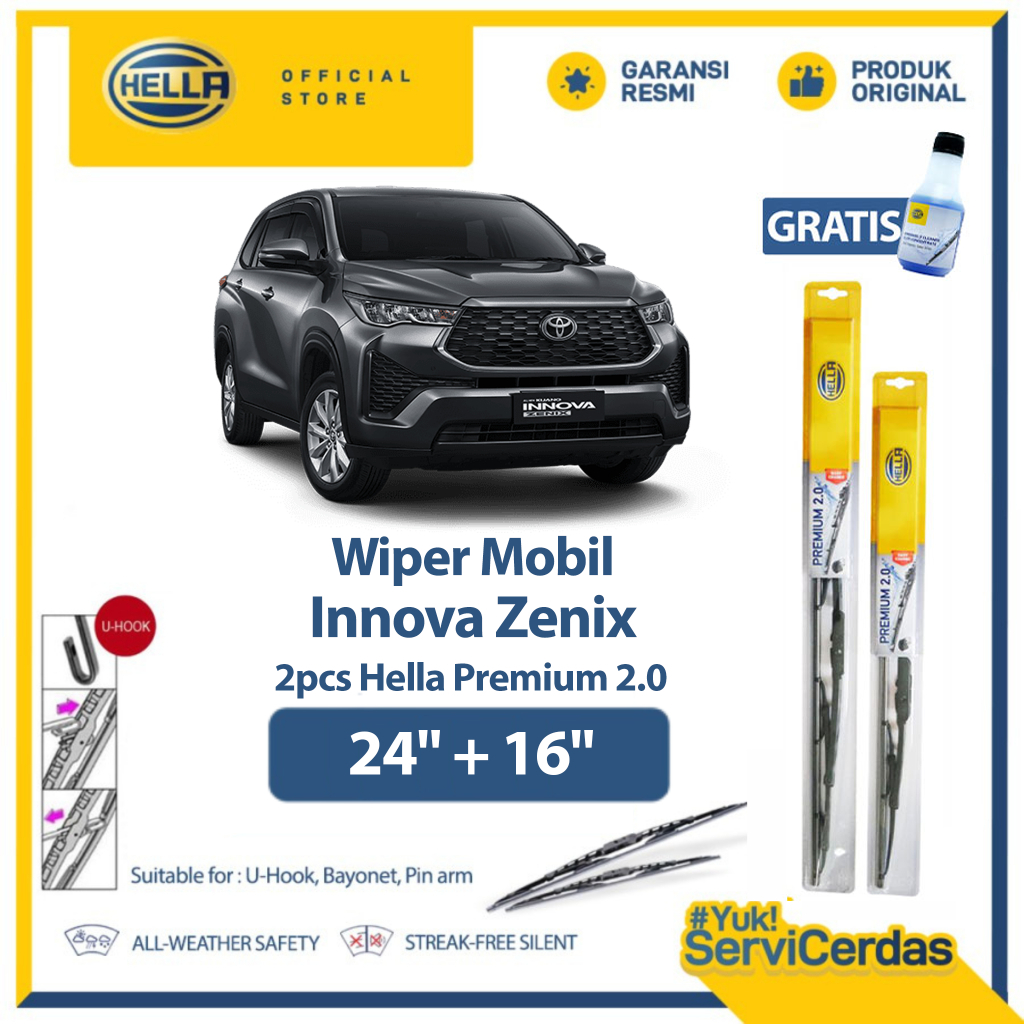 Wiper Mobil TOYOTA Innova Zenix 24” + 16” (2pcs) - HELLA Premium 2.0