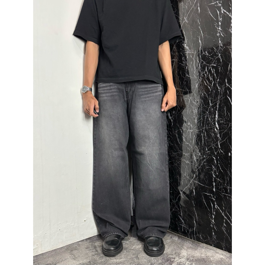 Baggy Jeans Grey Fade Washed Vintage