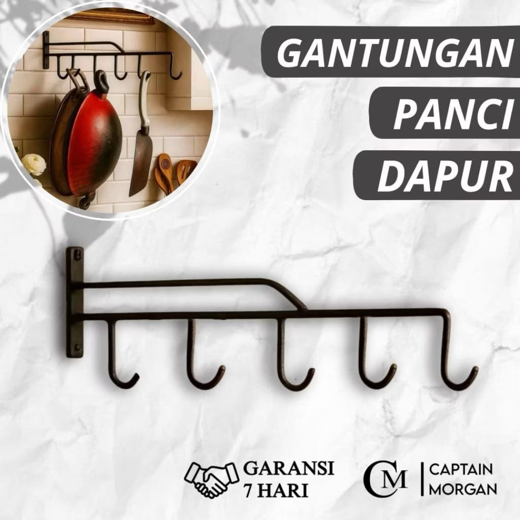 gantungan panci dan kuali besi tebal dingding tembok