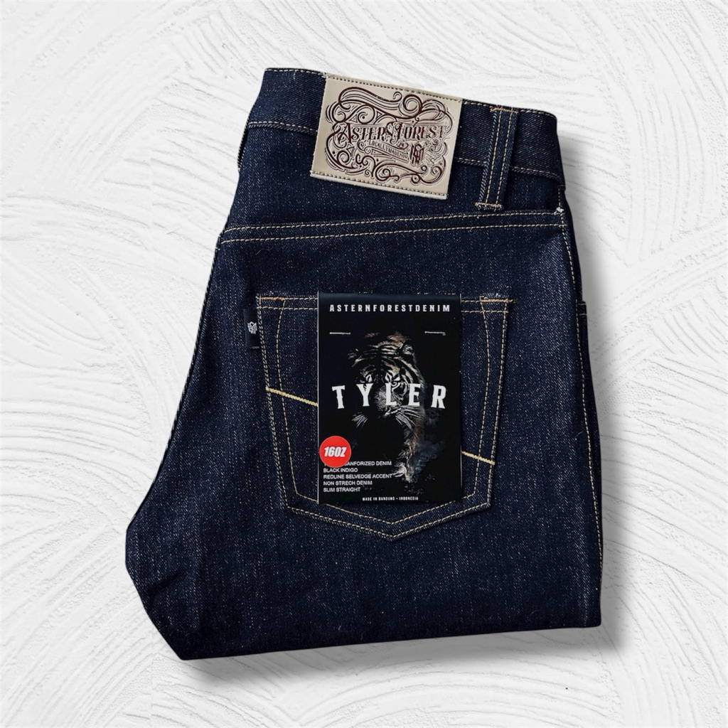 Asternforest Celana Denim Selvedge Tyler 16oz Black Indigo