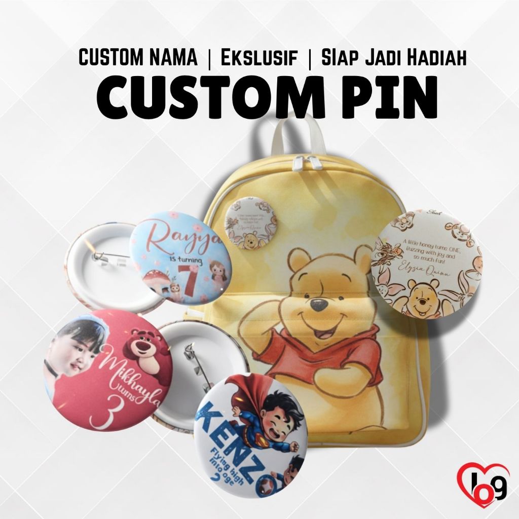 Custom Pin Ulang tahun Anak | Custom Nama Pin Satuan Ecer | Bross Pin Peniti