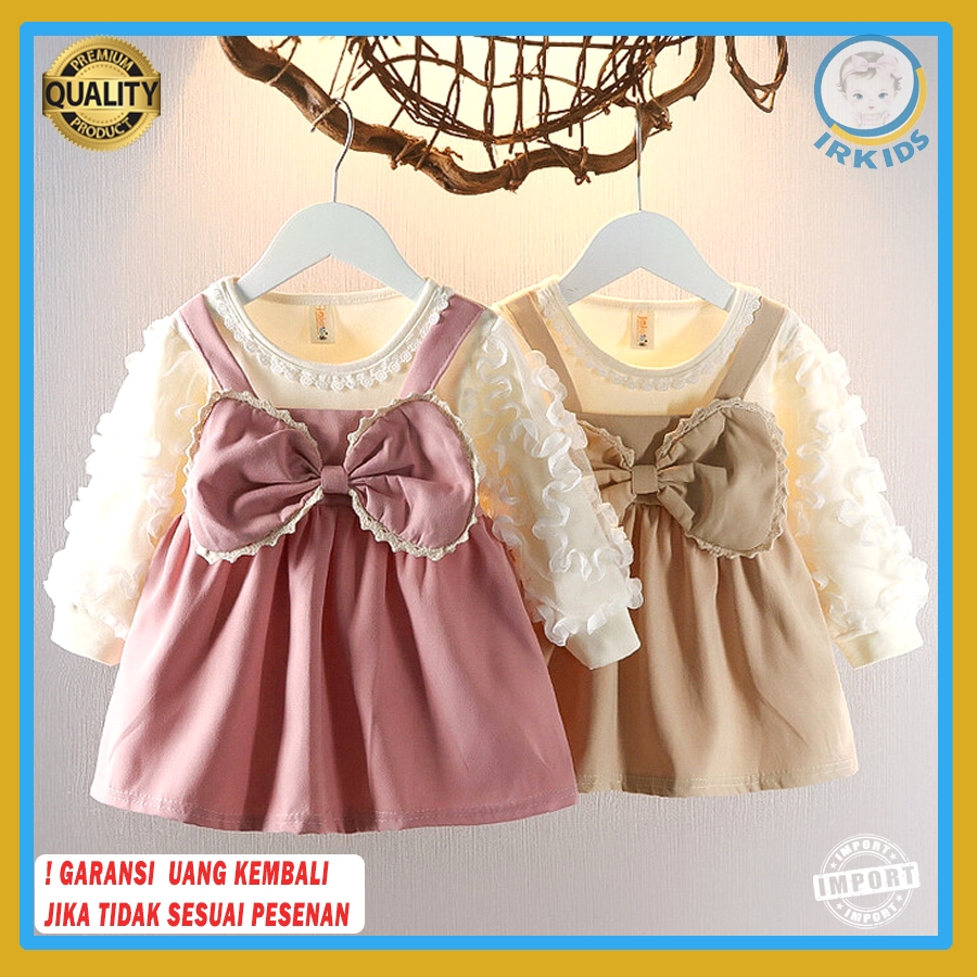 Dress Bayi Perempuan Import Premium • Gaun Bayi Lengan Panjang Ruffle • Baju Anak Perempuan Balita d