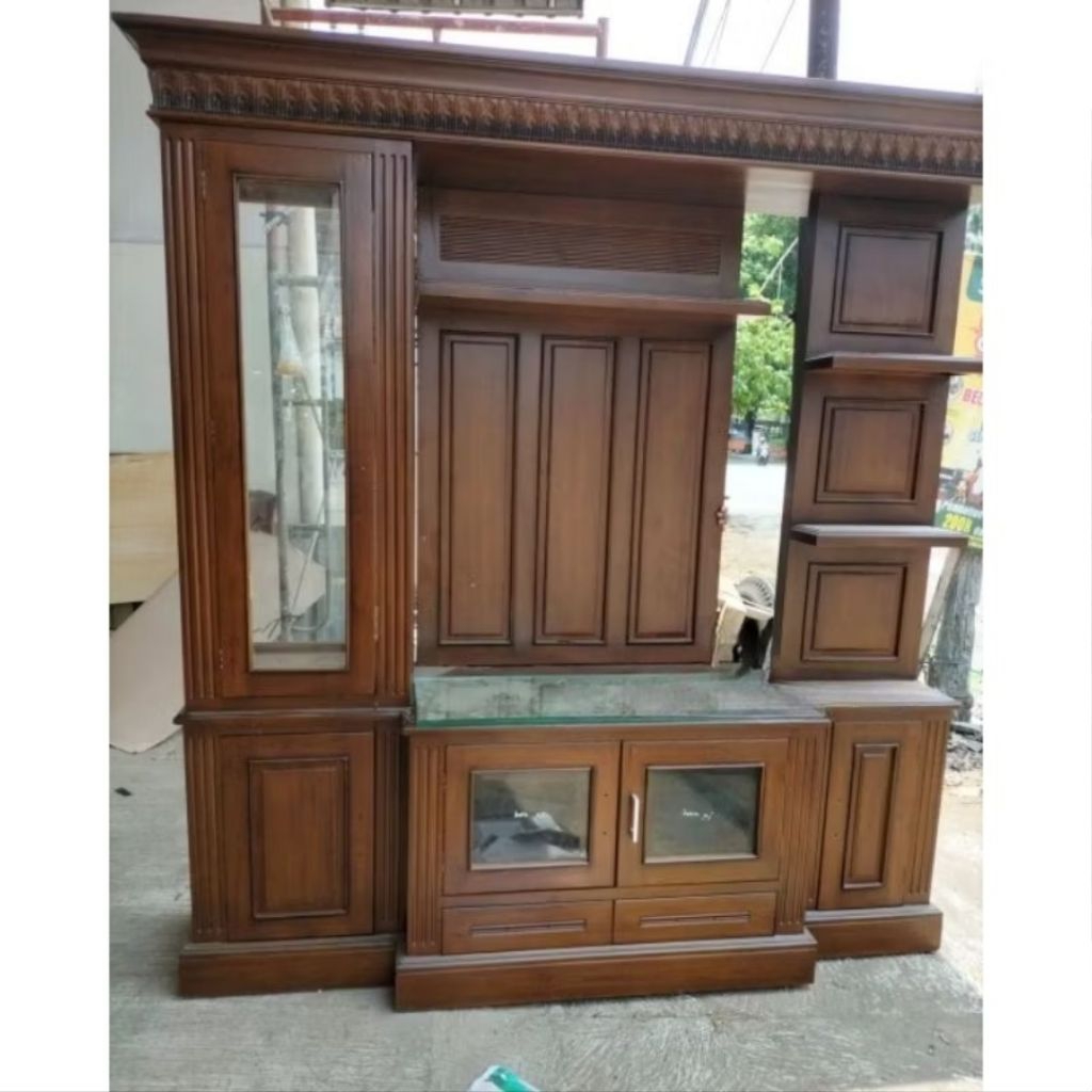 bufet partisi jati/bufet tv partisi jati/bufet penyekat ruangan/bufet pajangan jati minimalis