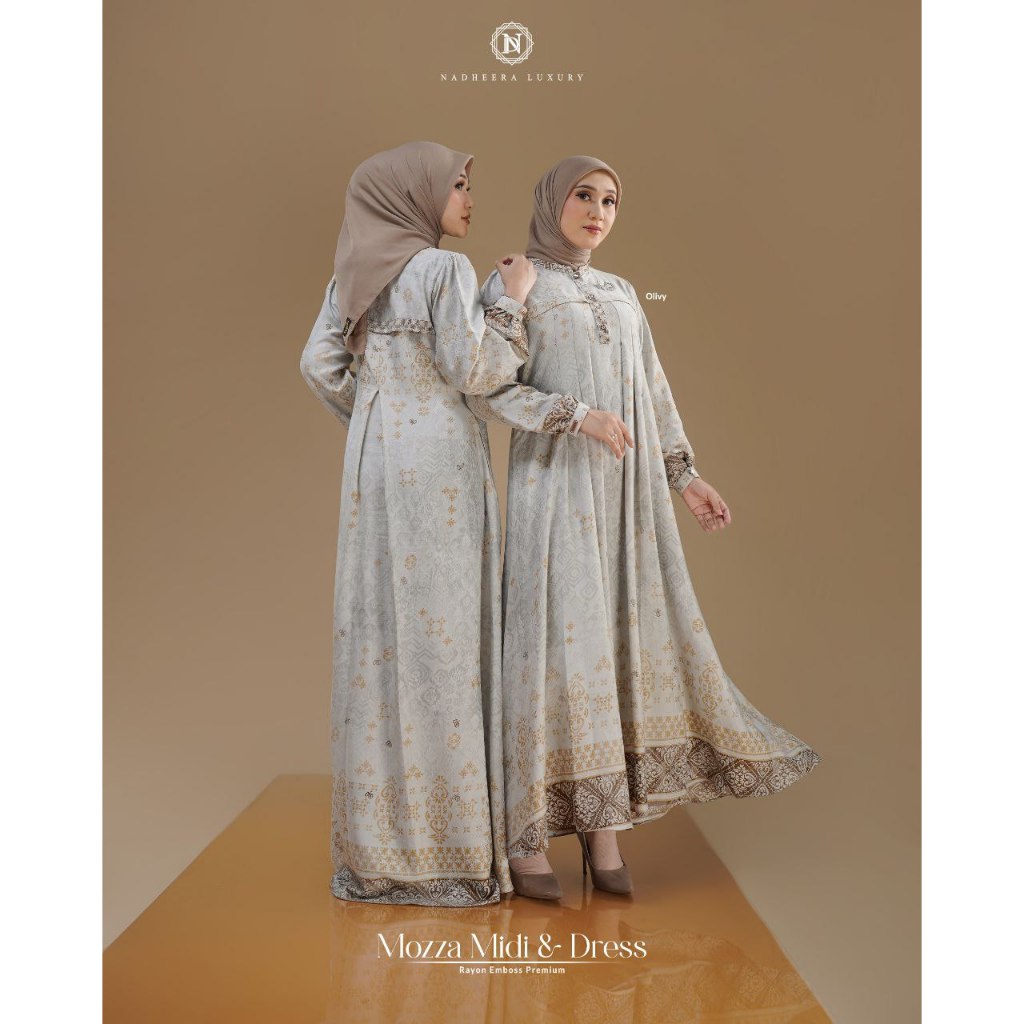 MOZZA MIDI&DRESS SERIES TERBARU NADHEERA LUXURY.BISA COD.GAMIS LEBARAN KONDANGAN.MOZA MOSSA