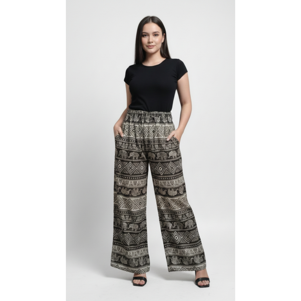 Celana Kulot Rayon Motif Gajah