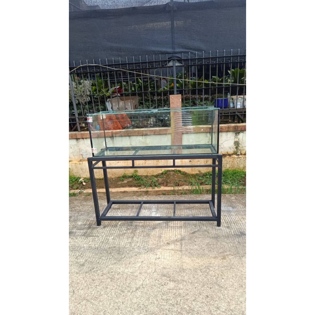 AQUARIUM KACA 100 40 40 kaca 8 mili full plus rak holo