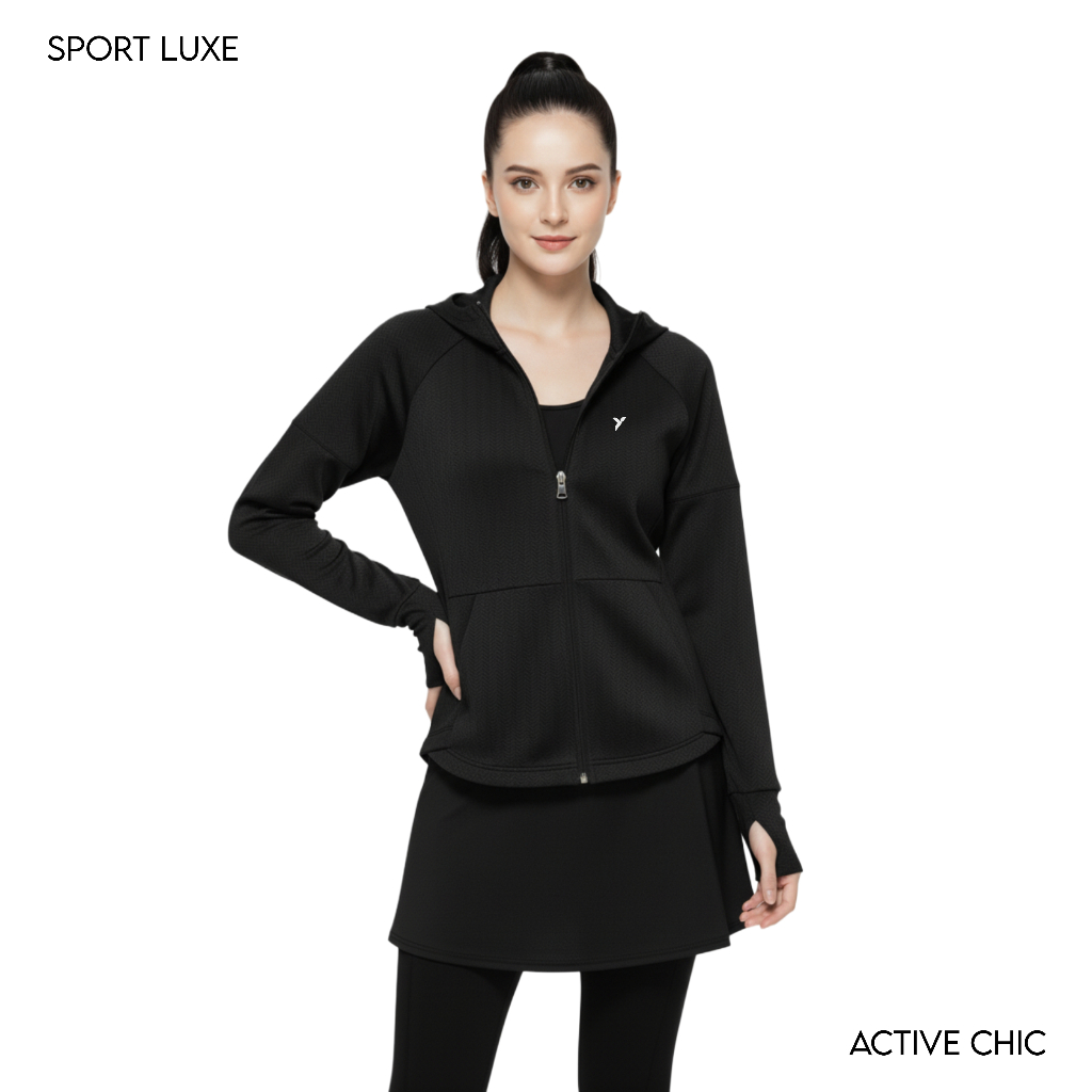 YUKANATA.ID - Jaket Hoodie Roundhand Wanita Sporty Dri-Fit Milano Training Gym Premium