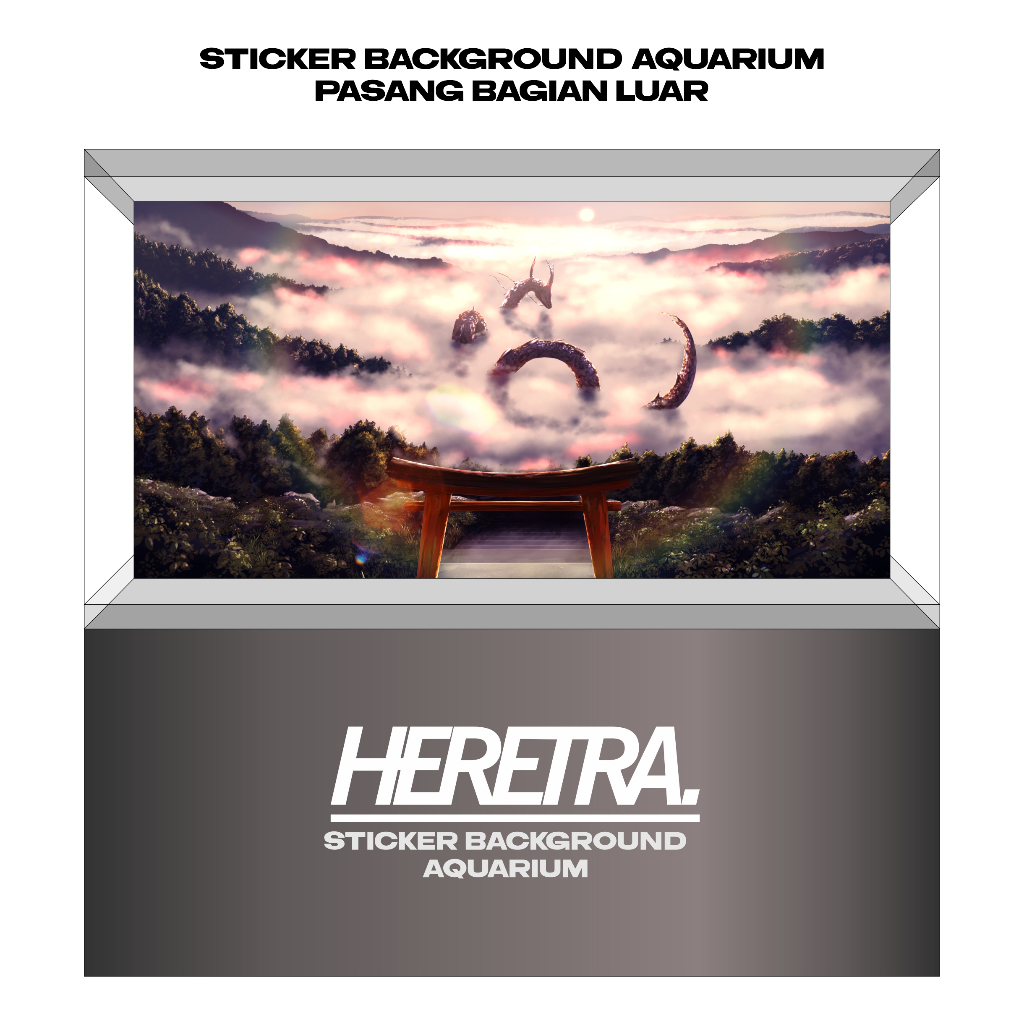 STICKER AQUARIUM, STICKER BACKGROUND, WALLPAPER AQUARIUM - MOTIF NAGA V2