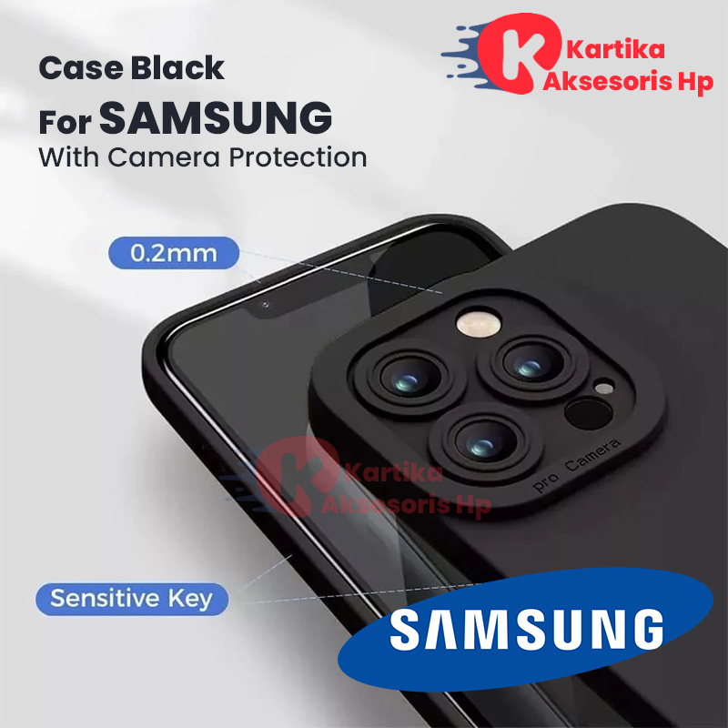 Case FULL BLACK Samsung Galaxy A11 A12 A13 A14 A15 A16 A17 4G 5G Softcase Warna Soft Hitam Polos Dof